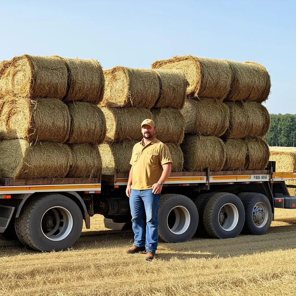 Xe tải chở rơm