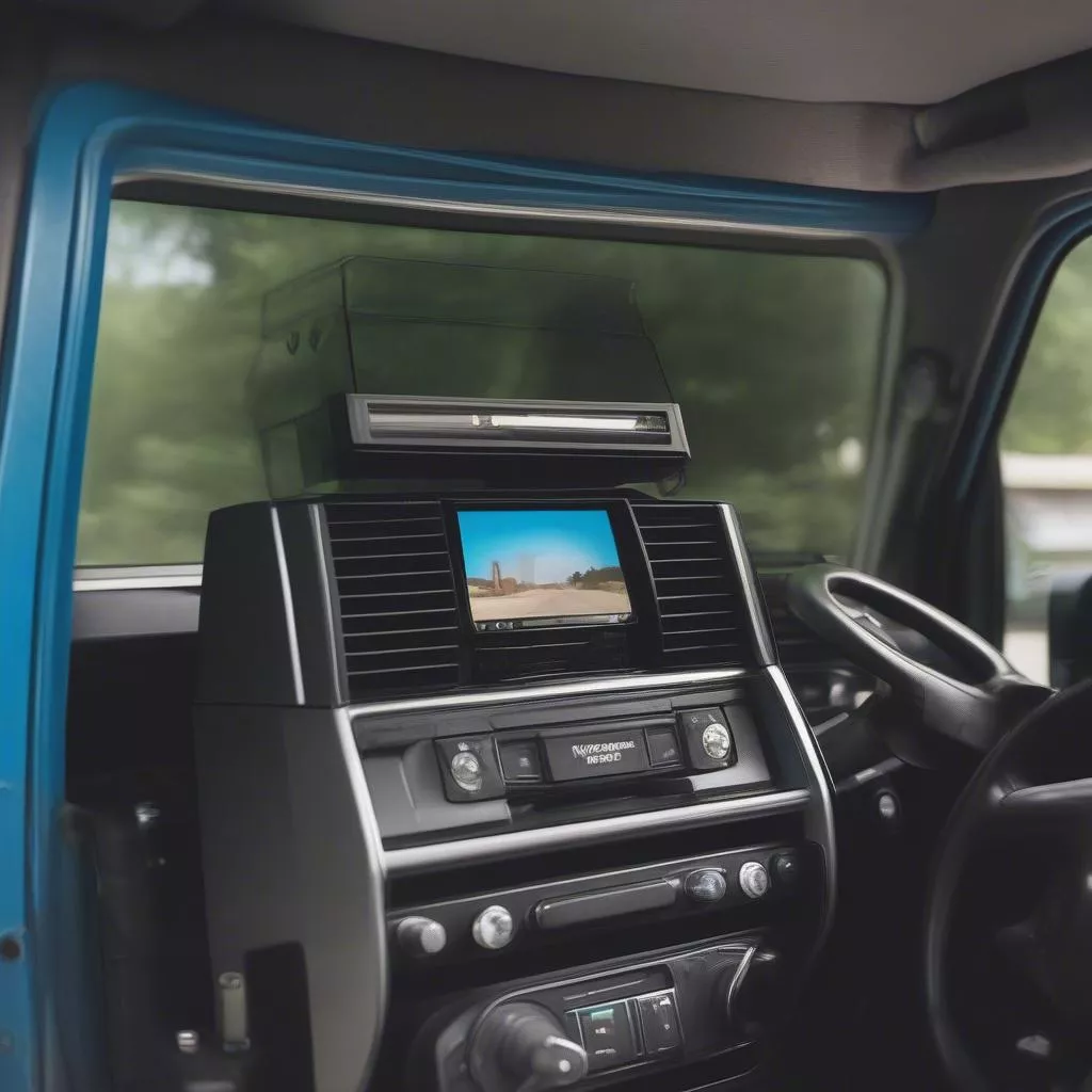 Truck with a DVD player installed