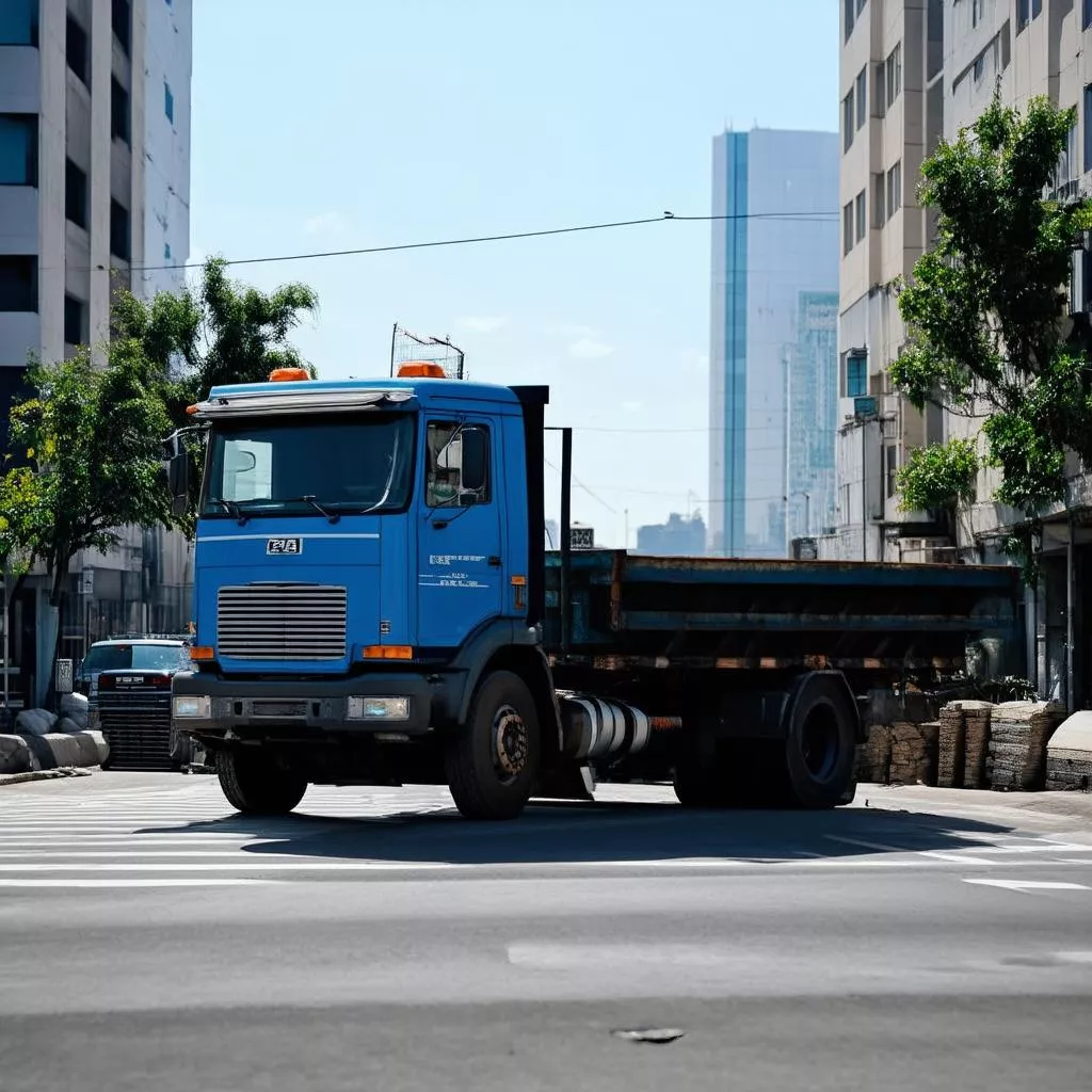 Xe tải đậu trên đường phố