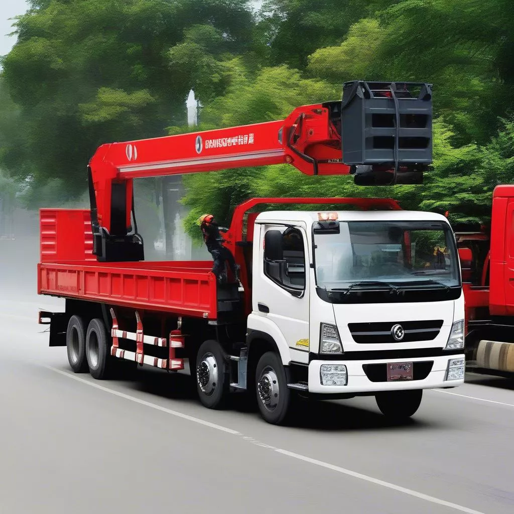 Xe tải Dongfeng C260 3 chân 9T3 gắn cẩu Unic URV804 vận chuyển hàng hóa