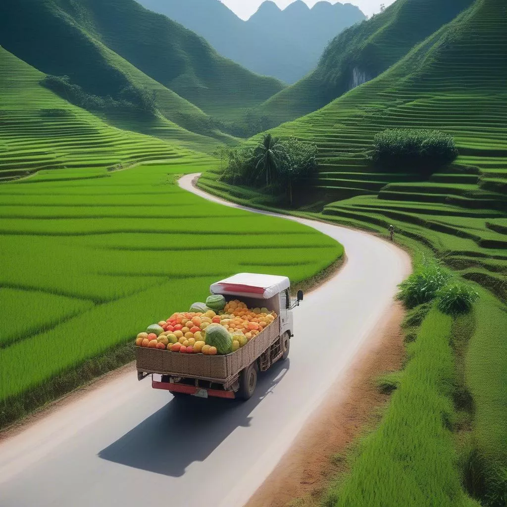 Xe tải Dongfeng chở hoa quả