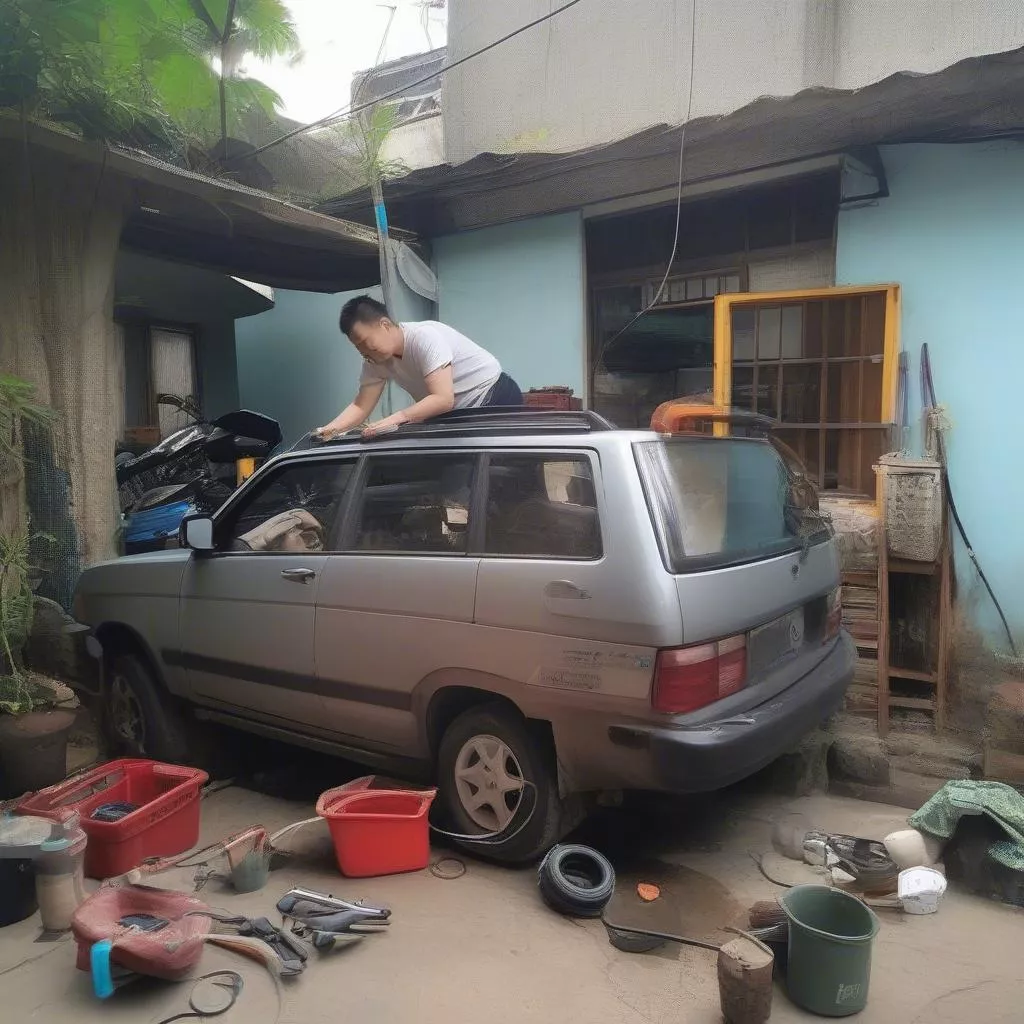 Xe Tải Hà Nội a efetuar a reparação de um automóvel ao domicílio