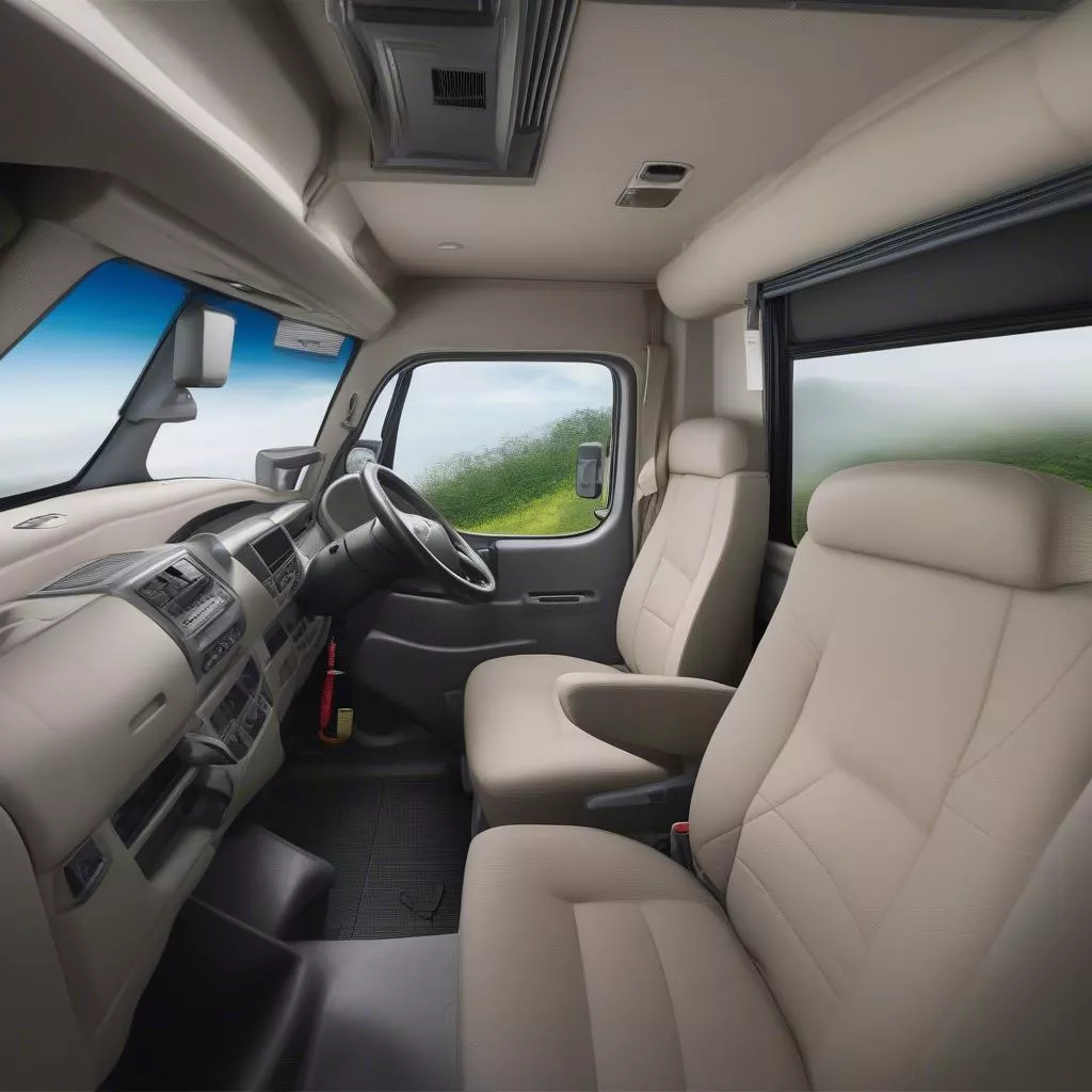 Spacious cabin of the Hino 6-ton FC truck