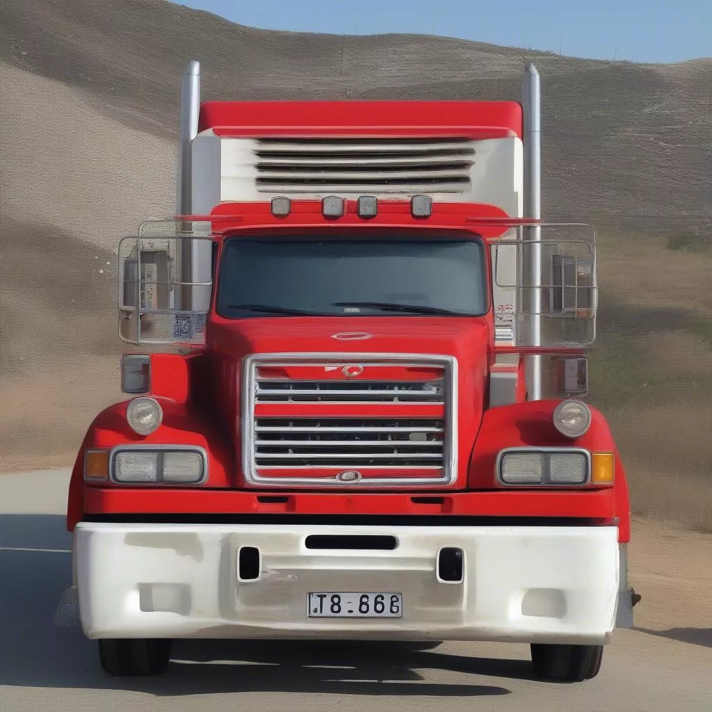 Hyundai 8-ton truck with license plate ending in 94