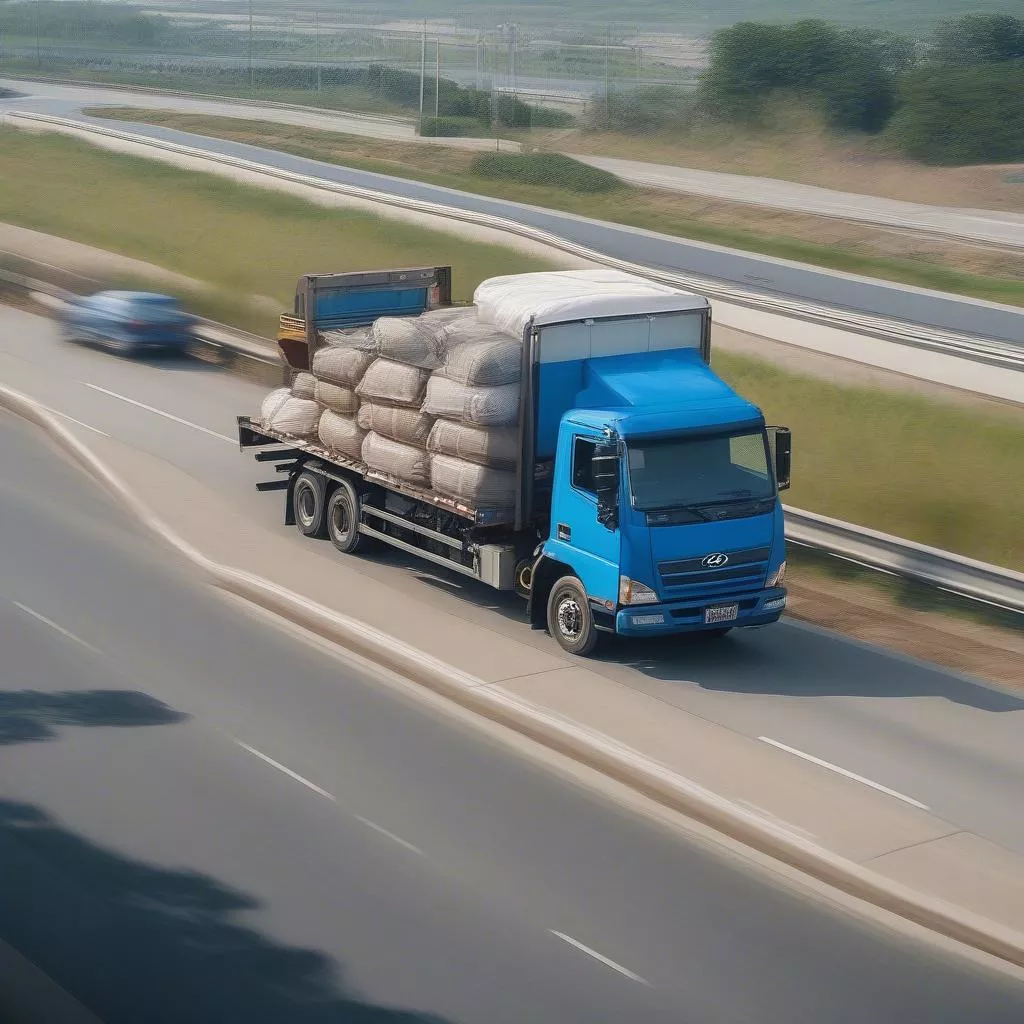 Xe tải Hyundai HD120s di chuyển trên đường