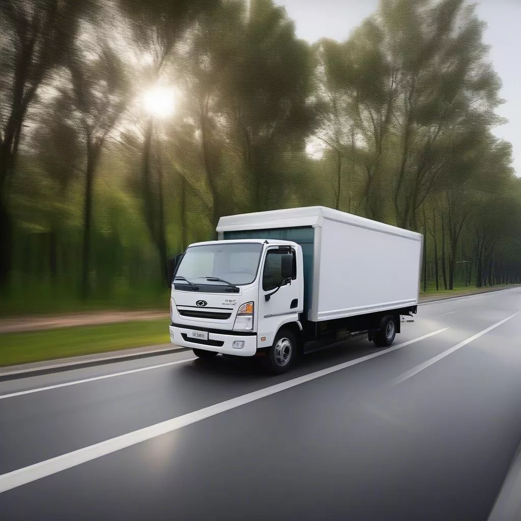 Camião Hyundai Mighty 75S em contexto de artigo sobre condução sem carta