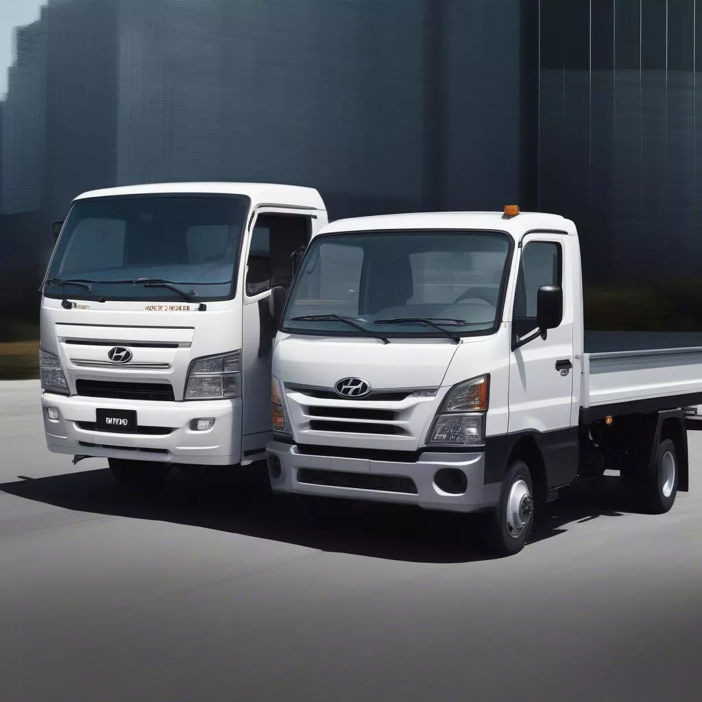 Xe tải Hyundai Porter và xe tải nặng Hino