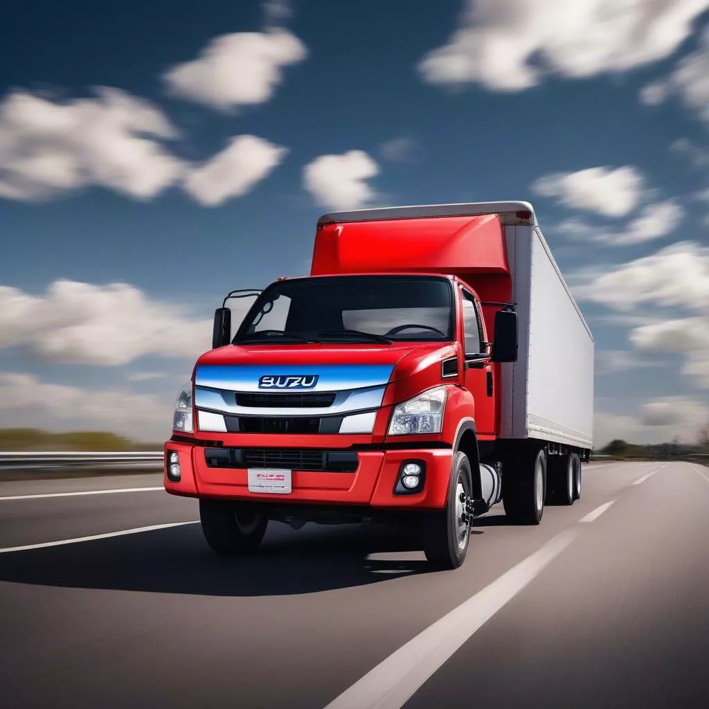 Xe tải Isuzu chạy trên đường cao tốc