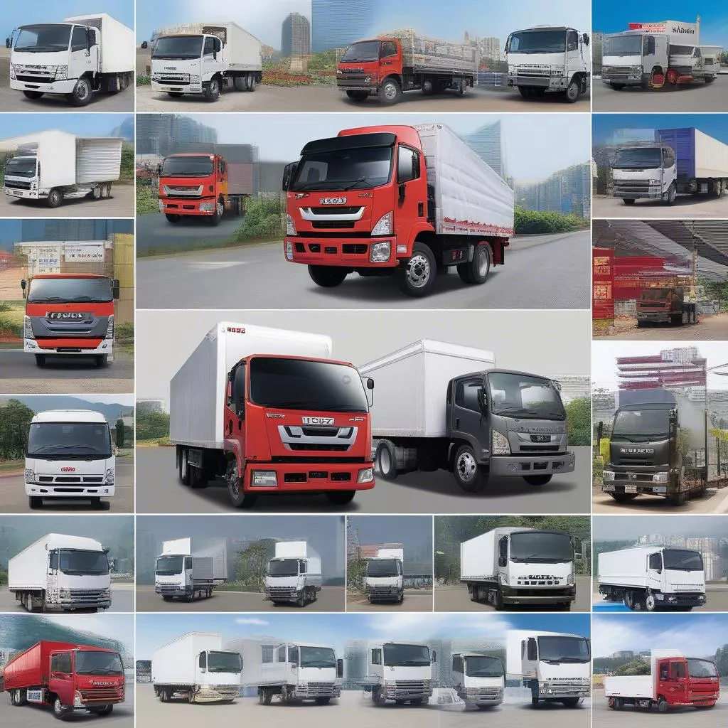 Isuzu and Hyundai trucks at Xe Tải Hà Nội