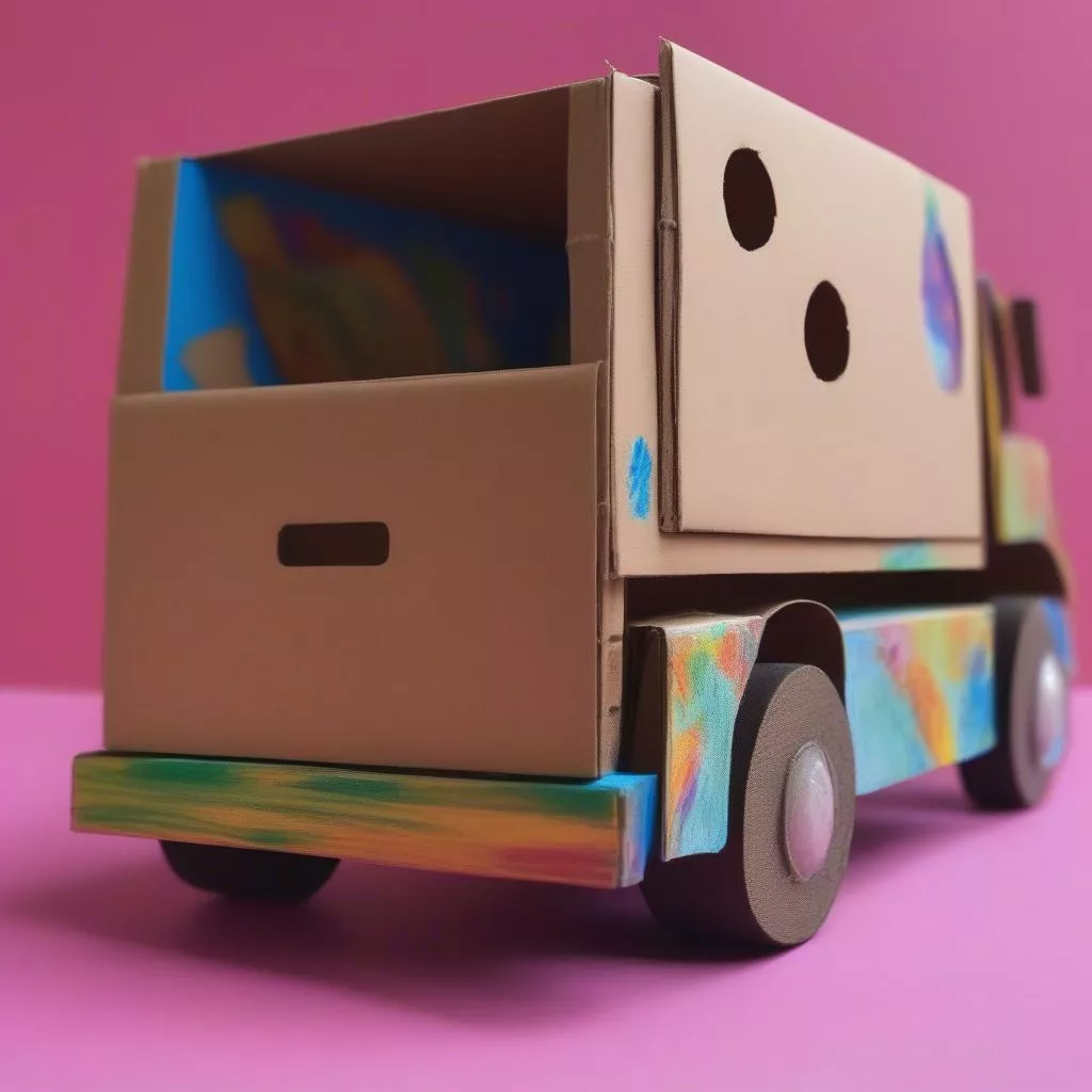 Xe tải làm từ bìa cát tông