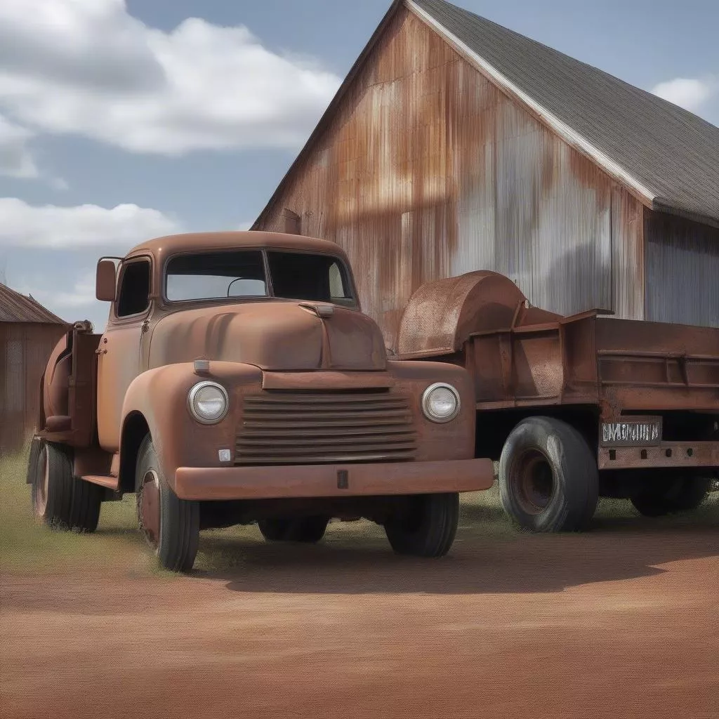 New truck next to an old truck