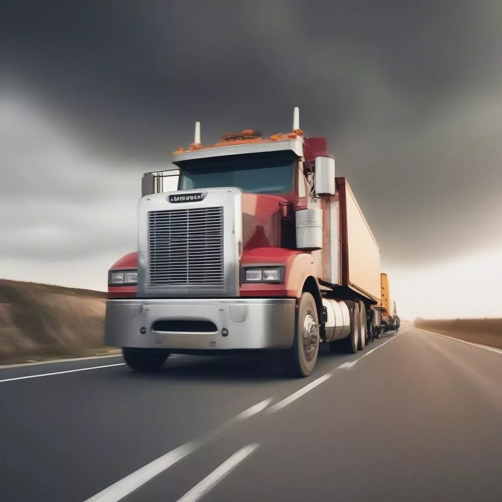 xe-tai-o-to-chay-tren-duong-voi-tieng-on