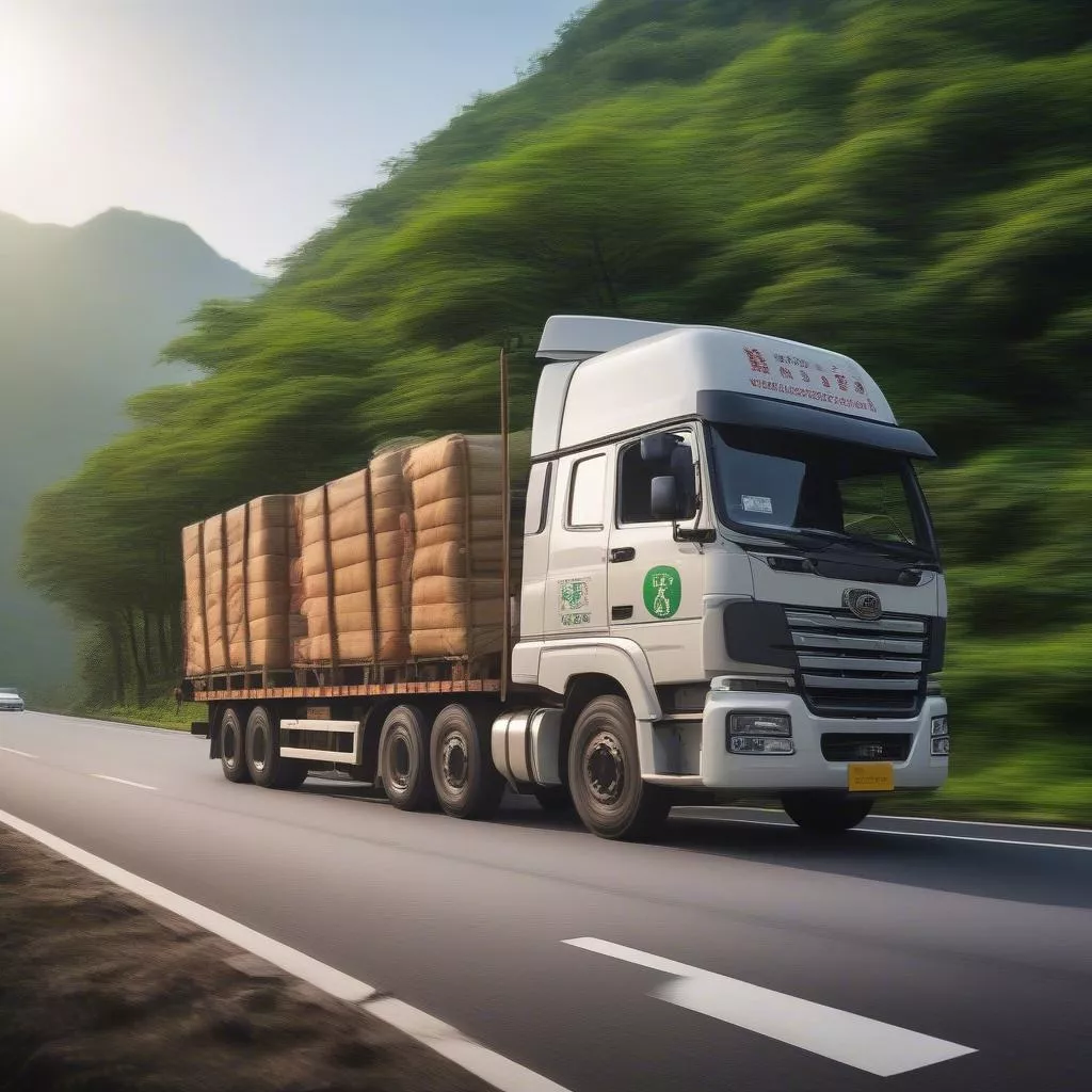 Truck transporting goods