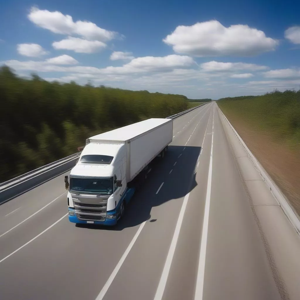 Truck driving on the road