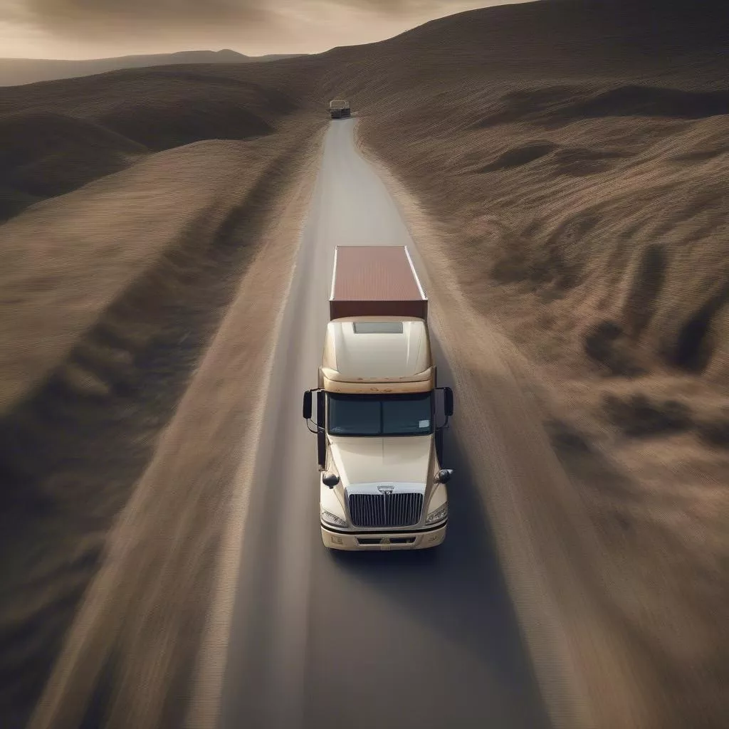 Xe tải vận hành trên đường xa