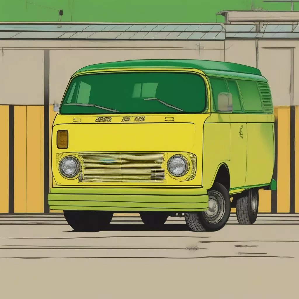 Xe tải van màu vàng xanh lá cây