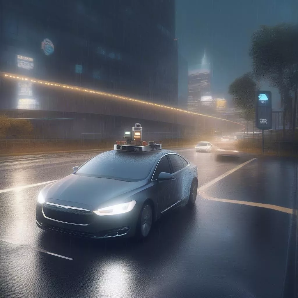 Xe tự hành trong điều kiện thời tiết mưa gió