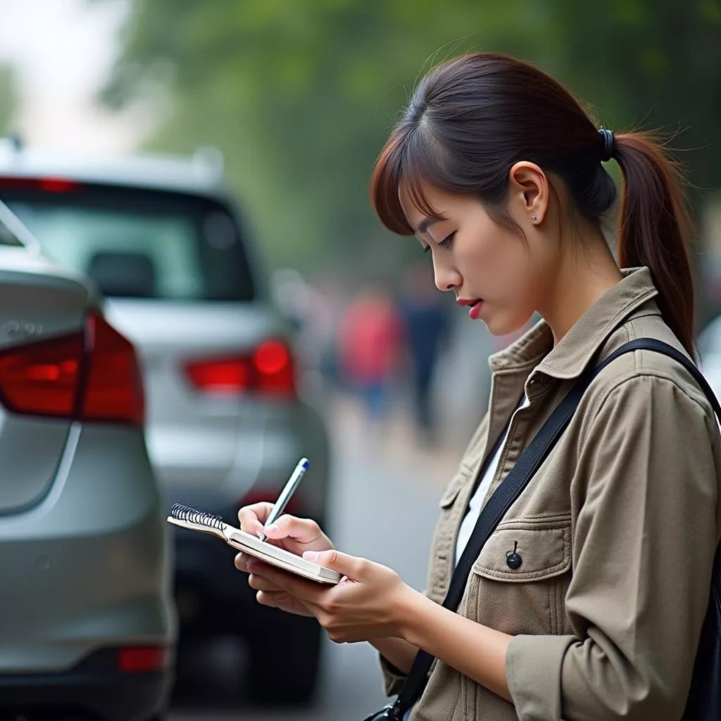 Person consulting feng shui for license plate