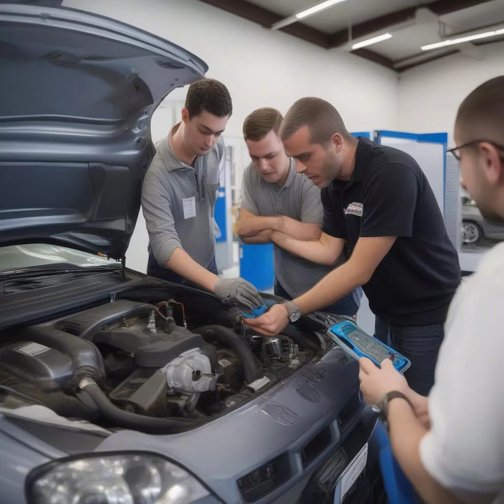 Học viên tham gia khóa đào tạo sửa chữa ô tô hiện đại