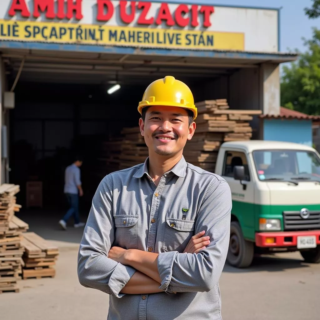 Anh Tuan at his construction material store