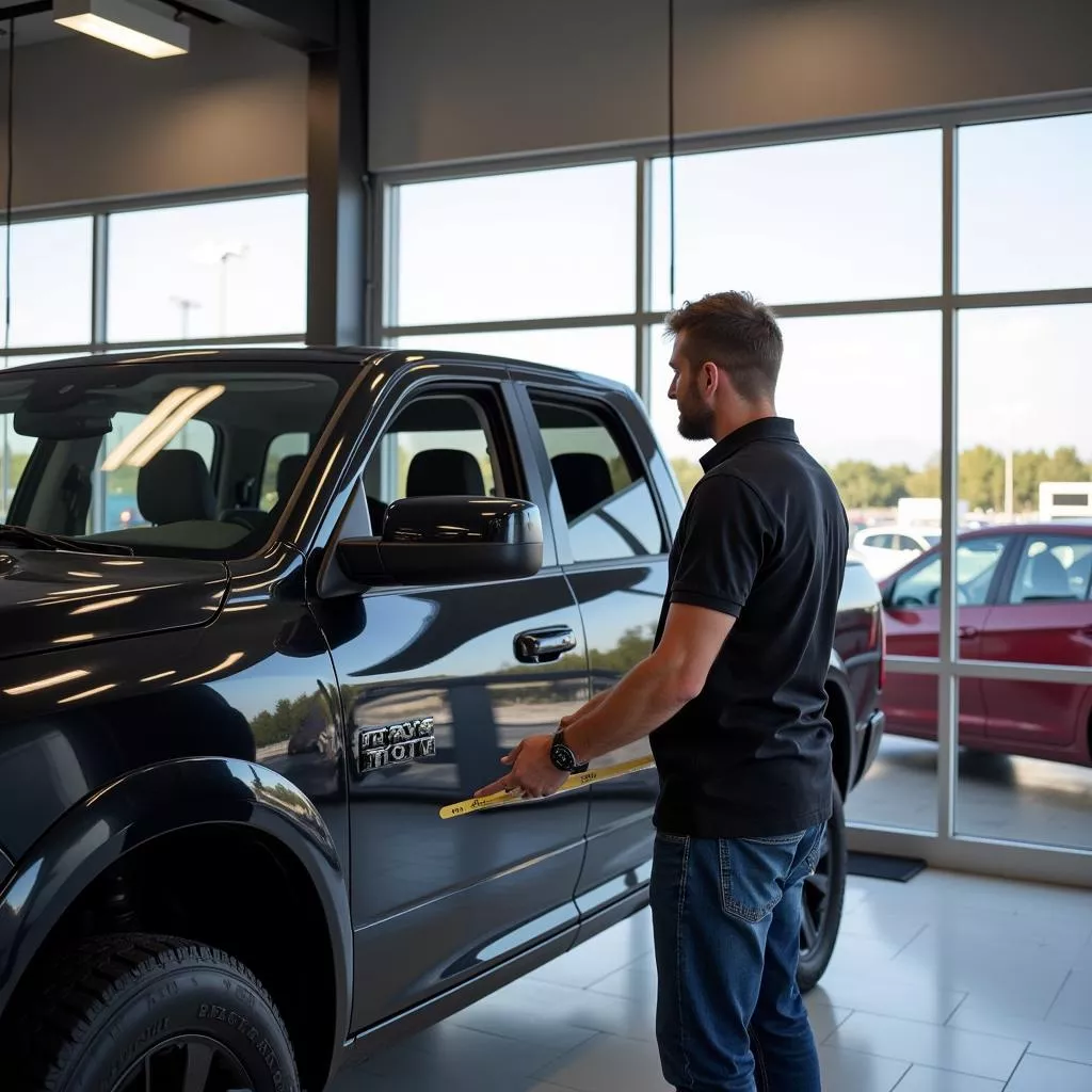 Anh Tuấn đang nhận xe tải mới