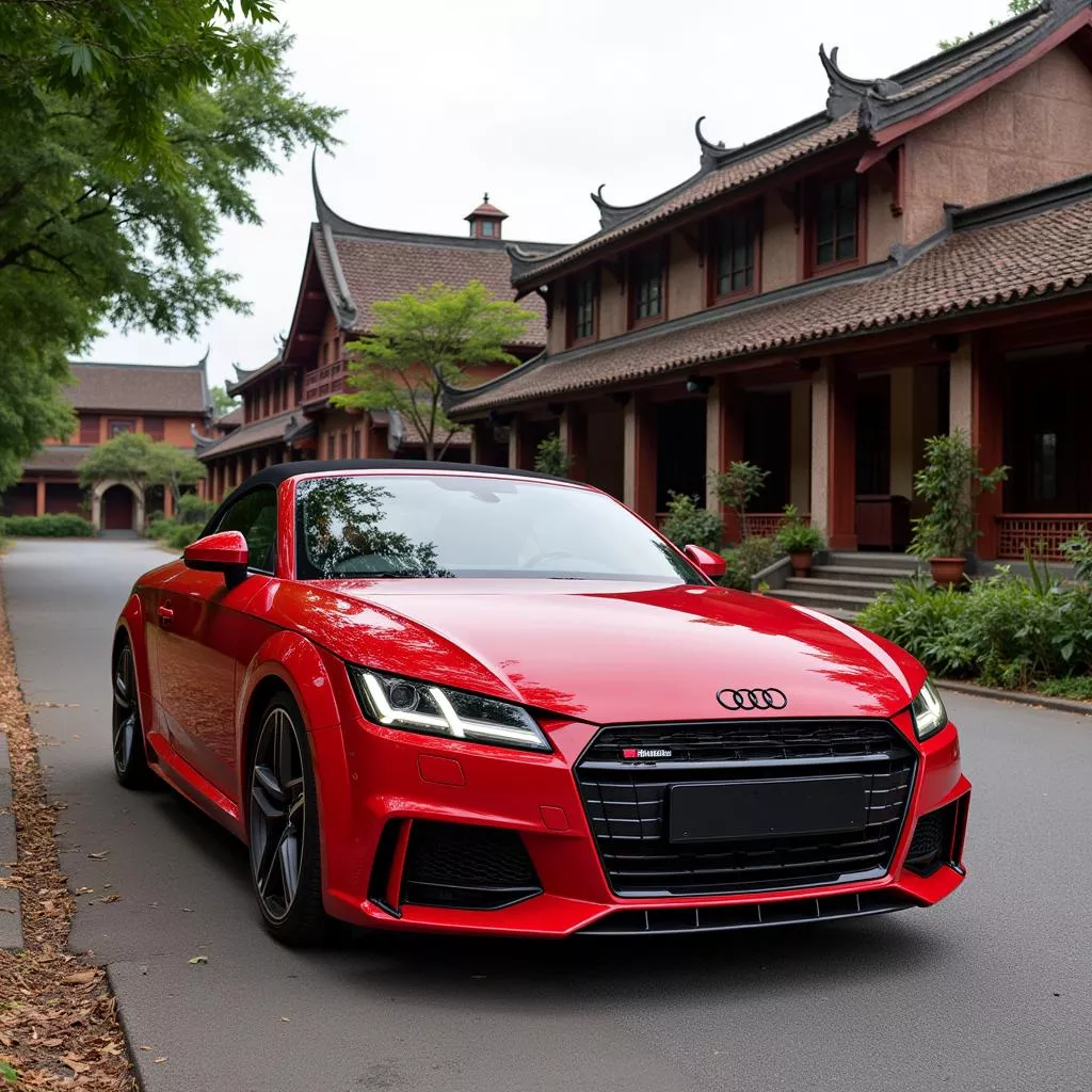 Chiếc Audi TT đỏ nổi bật trên đường phố Bắc Ninh