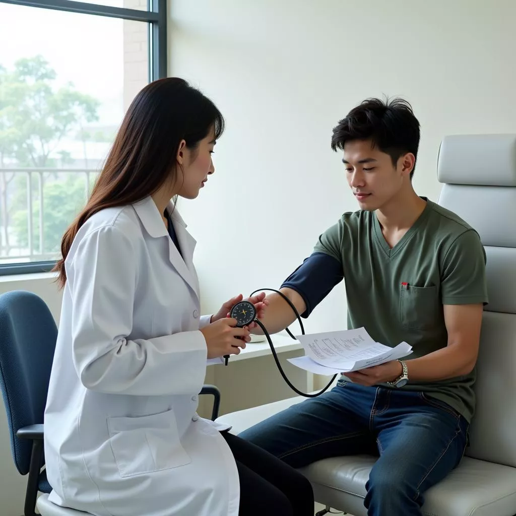 Doctor measuring blood pressure