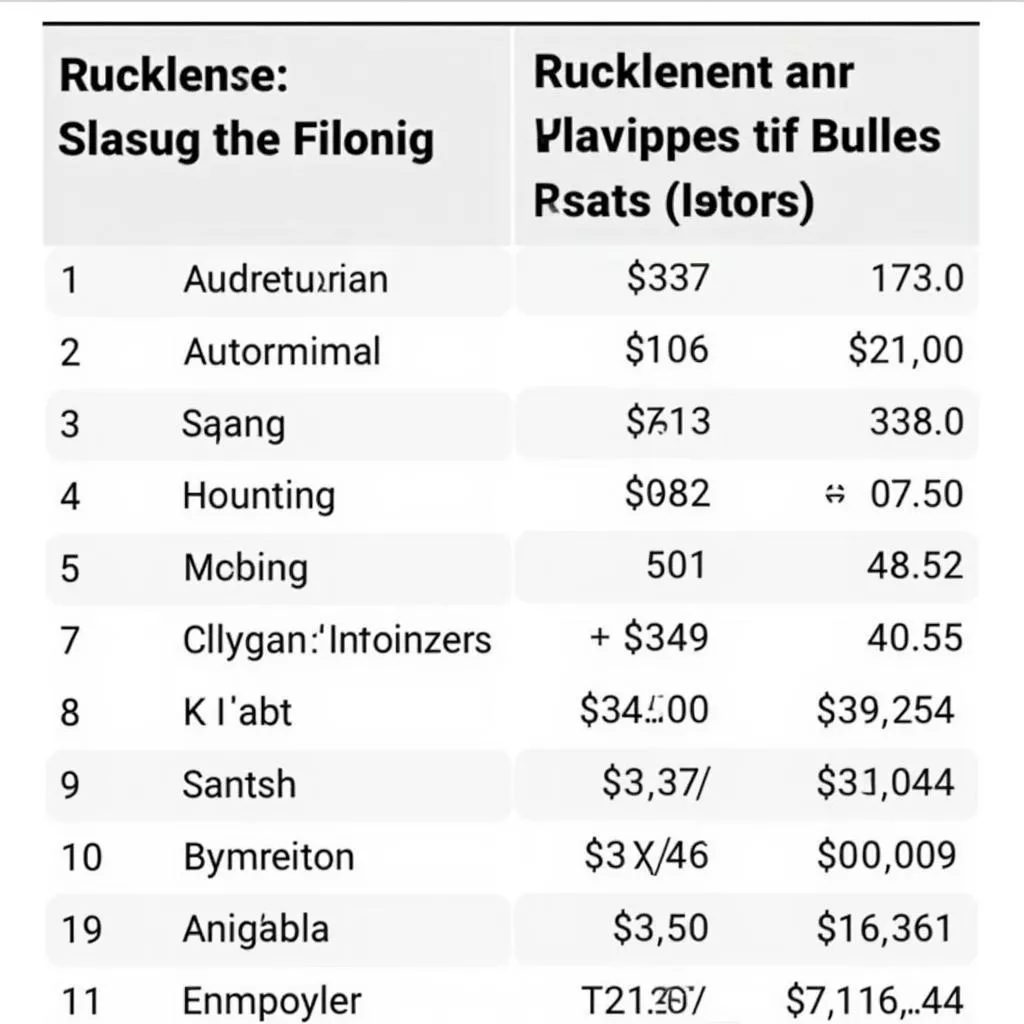 Heavy-duty truck price list