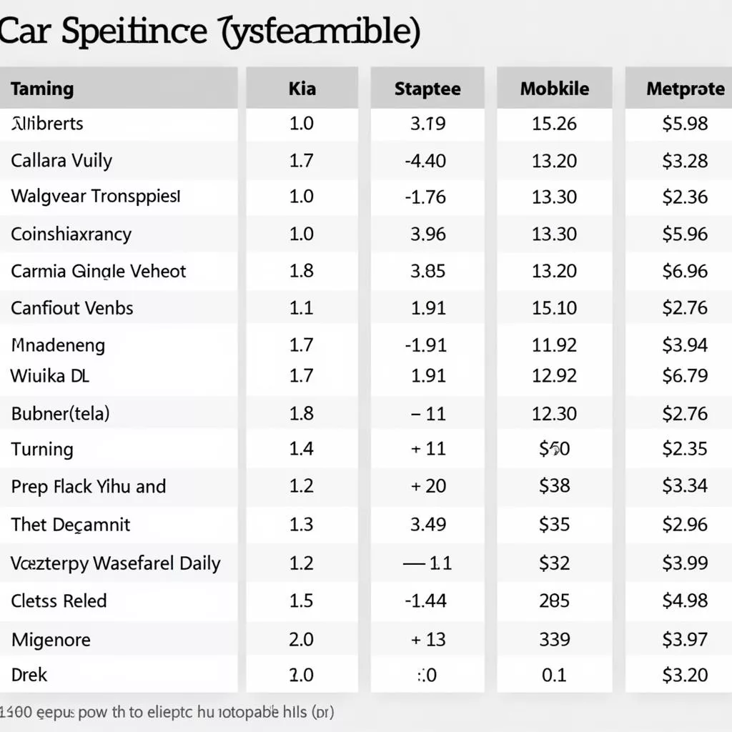 Kia Morning rental price list