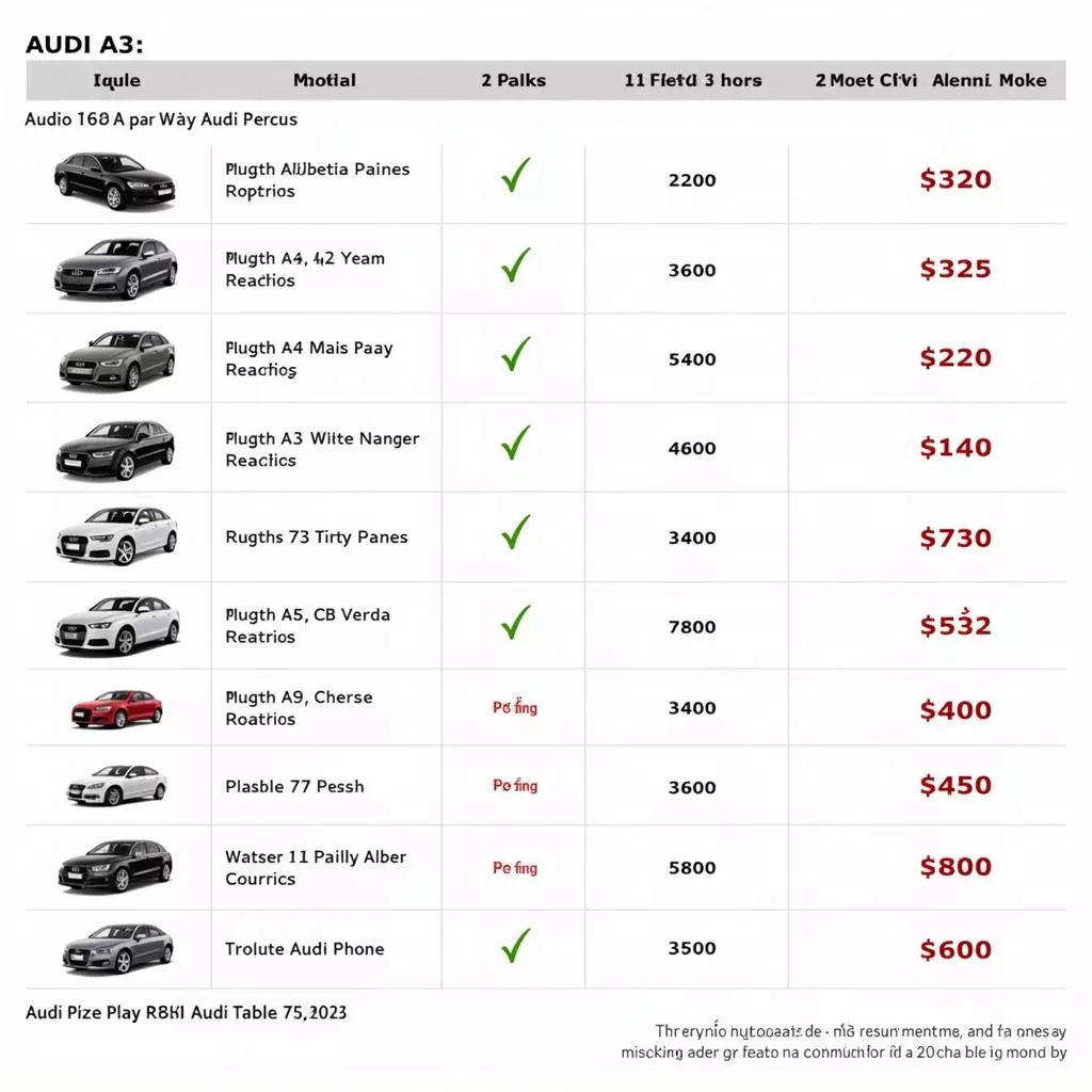 Bảng giá xe Audi A3