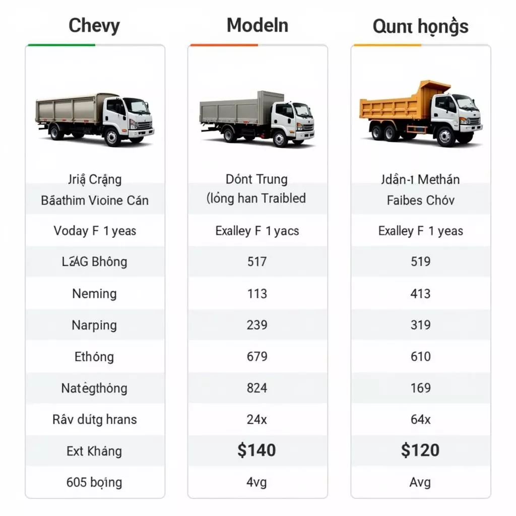 Truck price list around 350 million VND