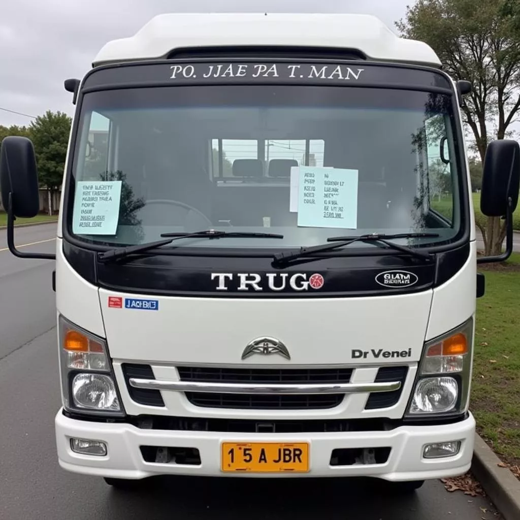 Bảng giá xe tải Thuận Thành được dán trên kính xe tải