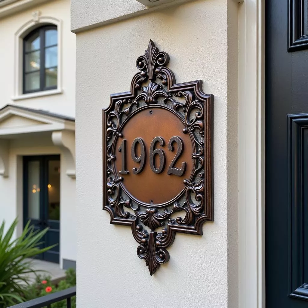 Classic cast aluminum house number sign