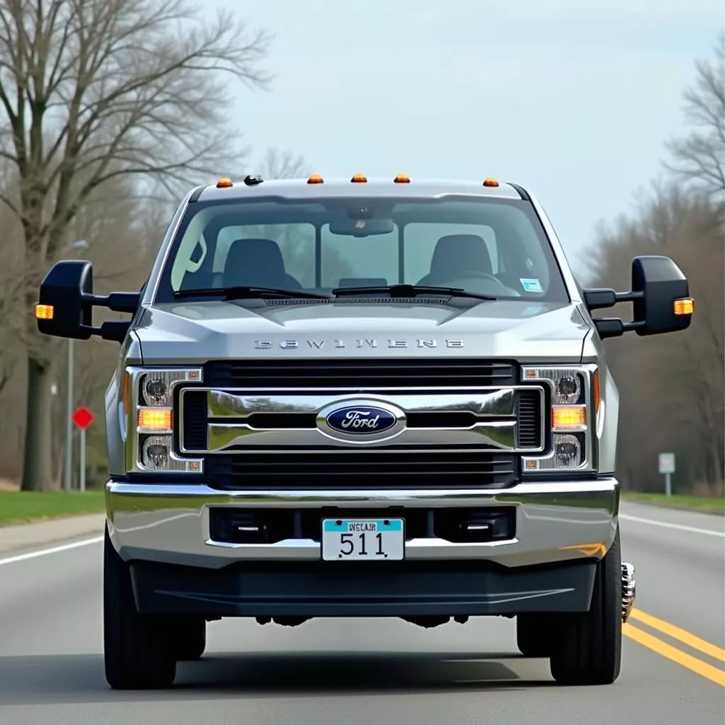 Truck with license plate 51 on the road