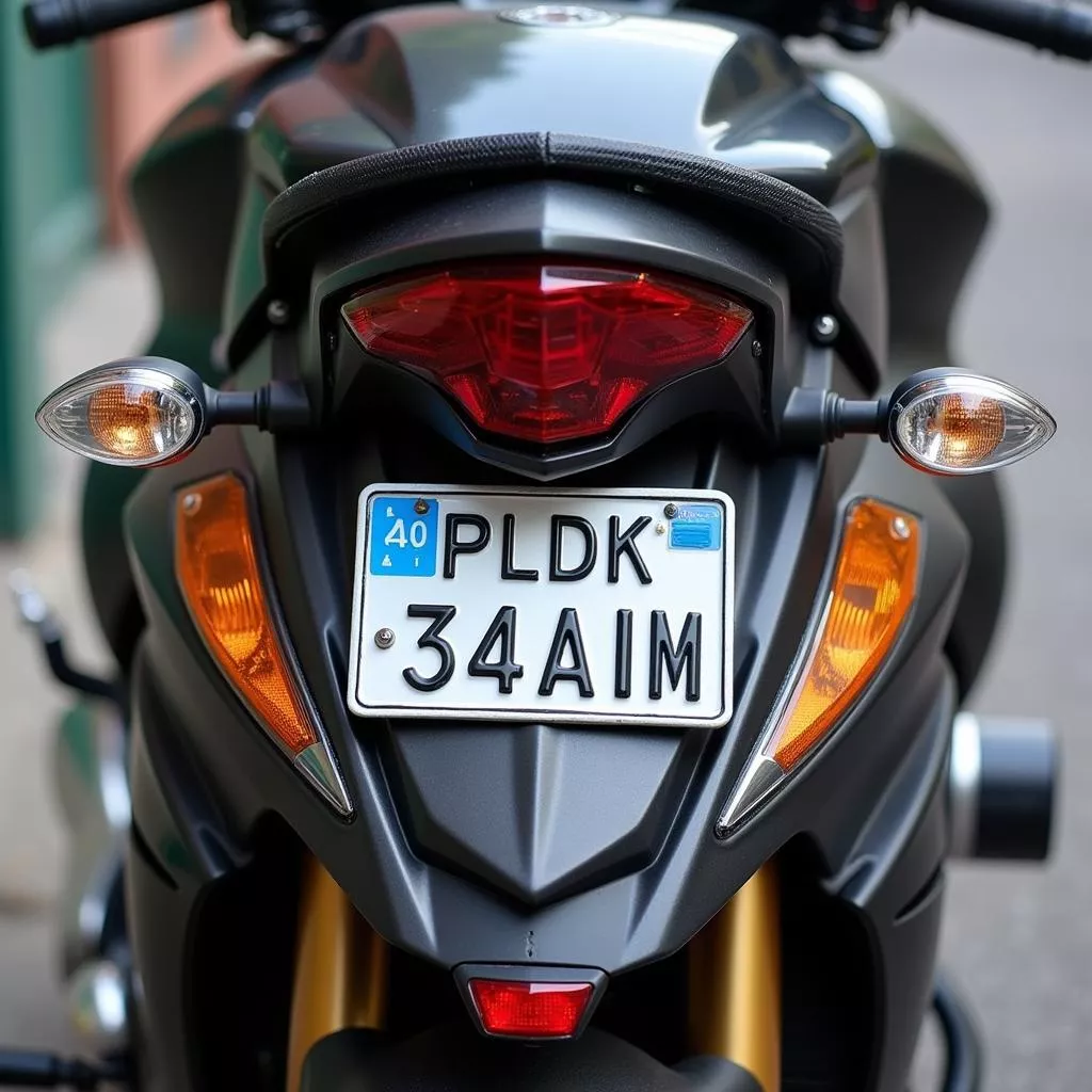 Obscured motorcycle license plate