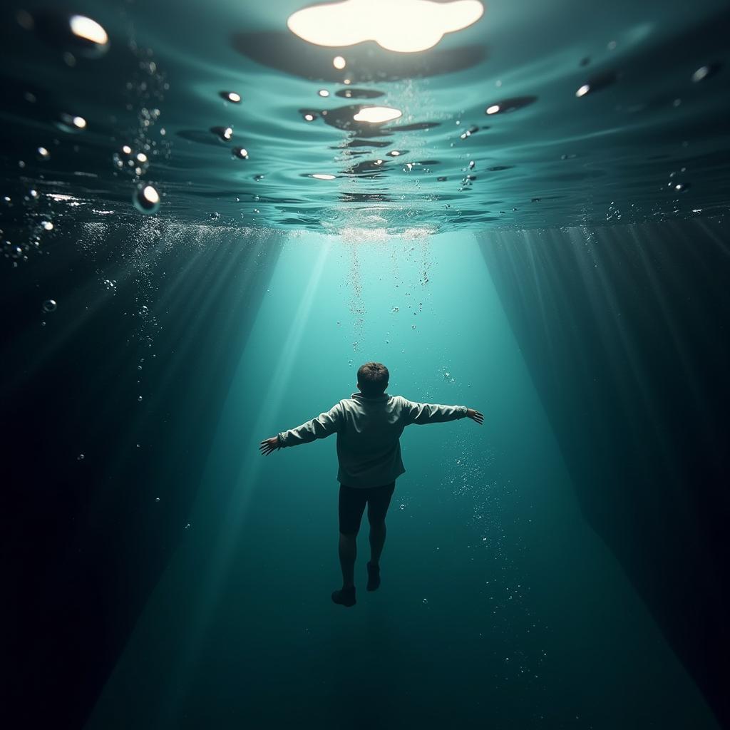 Bơi lên mặt nước từ xe bị chìm