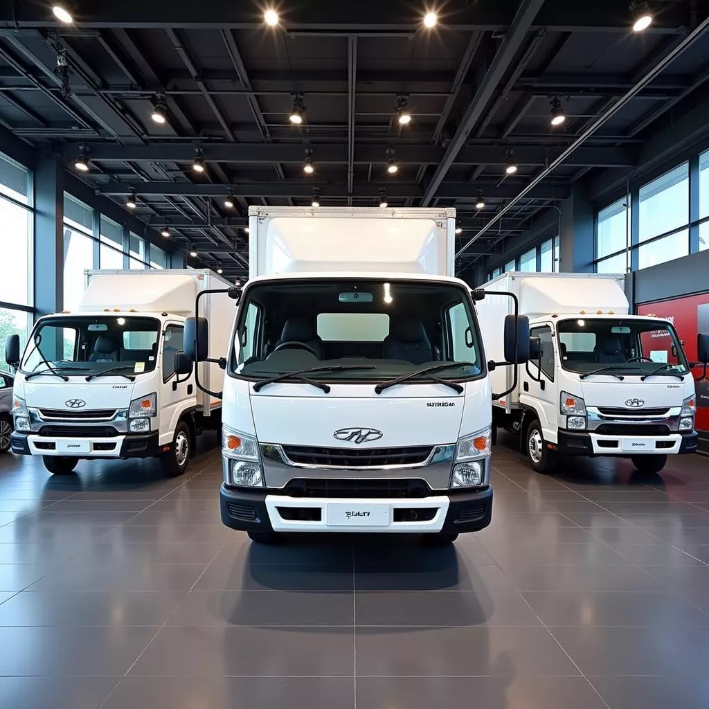 展厅内的各种卡车