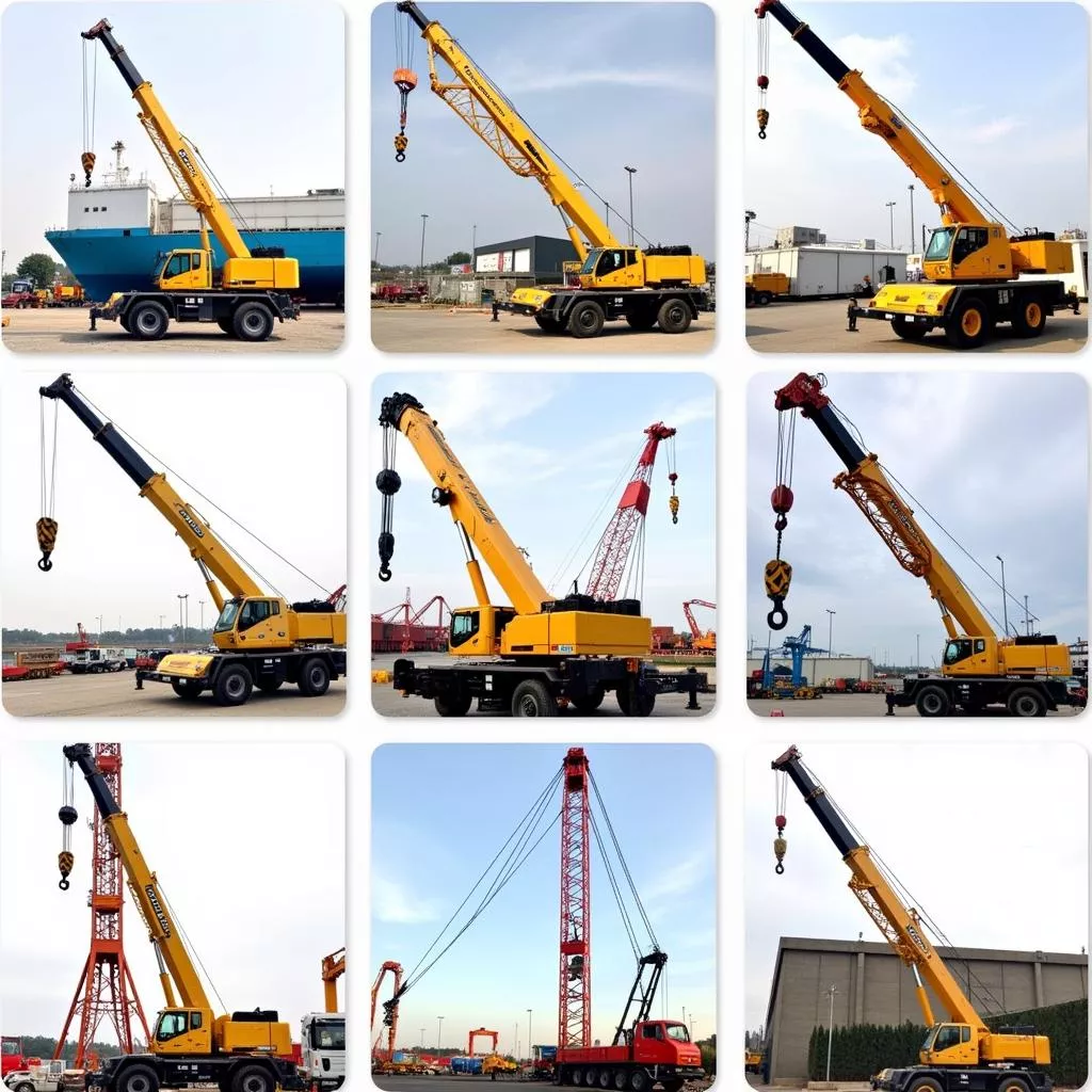 Hình ảnh minh họa các loại cần cẩu thủy lực được sử dụng phổ biến hiện nay