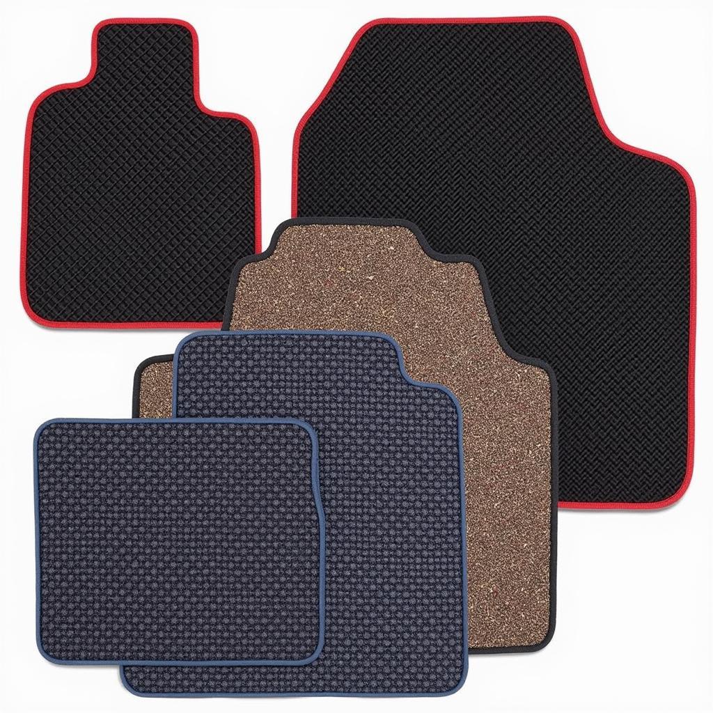 Various types of car floor mats