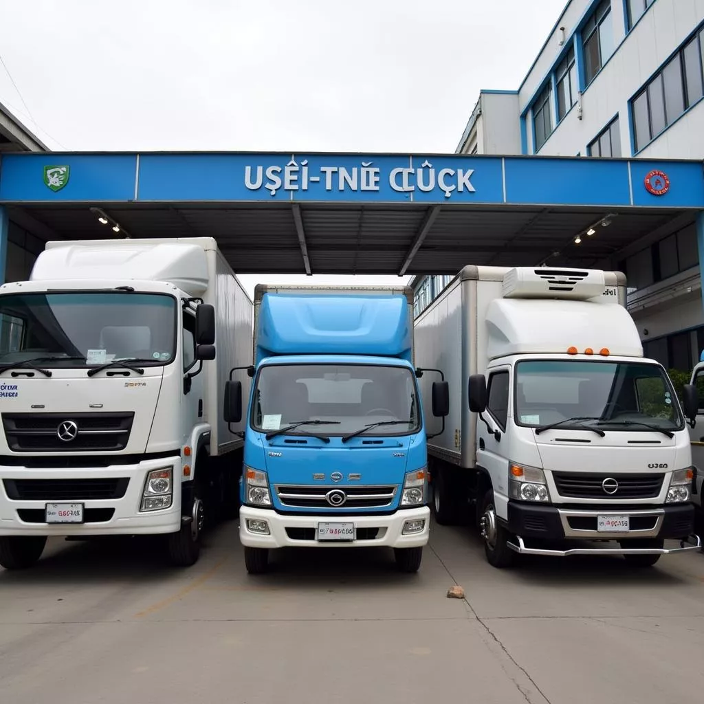 在河内接受年检的各类货车