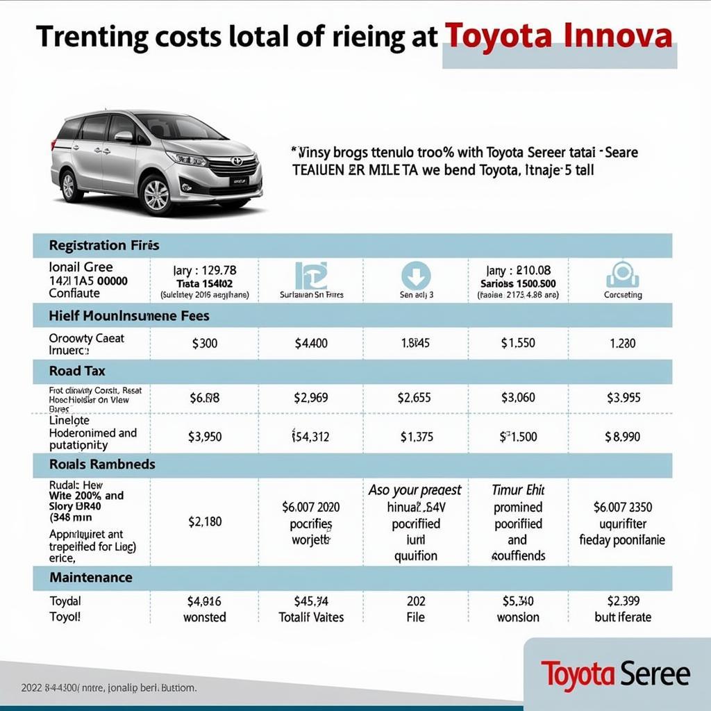 Chi phí lăn bánh xe Innova