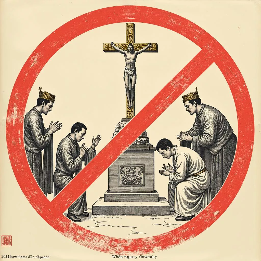 Hình ảnh minh họa về chính sách cấm đạo thời Nguyễn