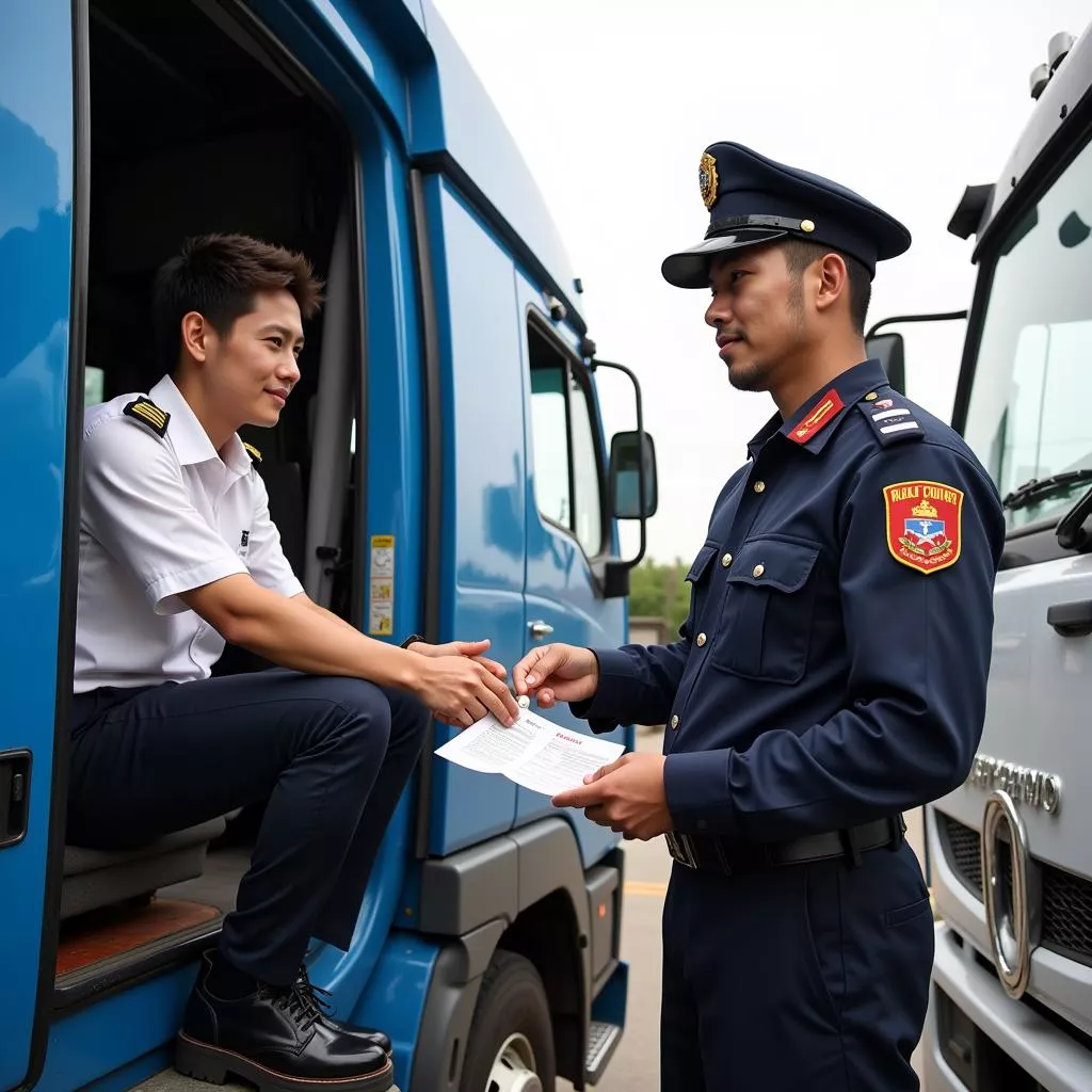 Applying a road tax sticker on-site