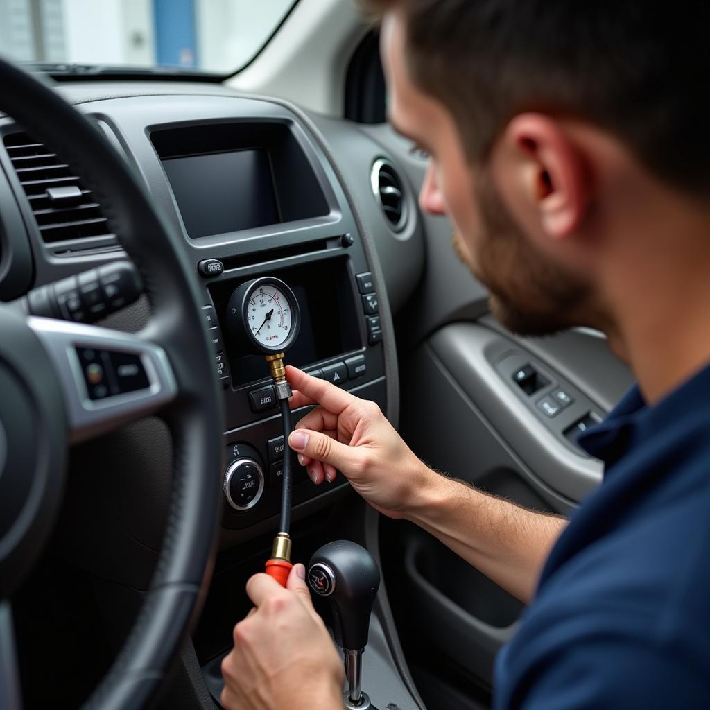 Checking car AC refrigerant levels when the system is not cooling