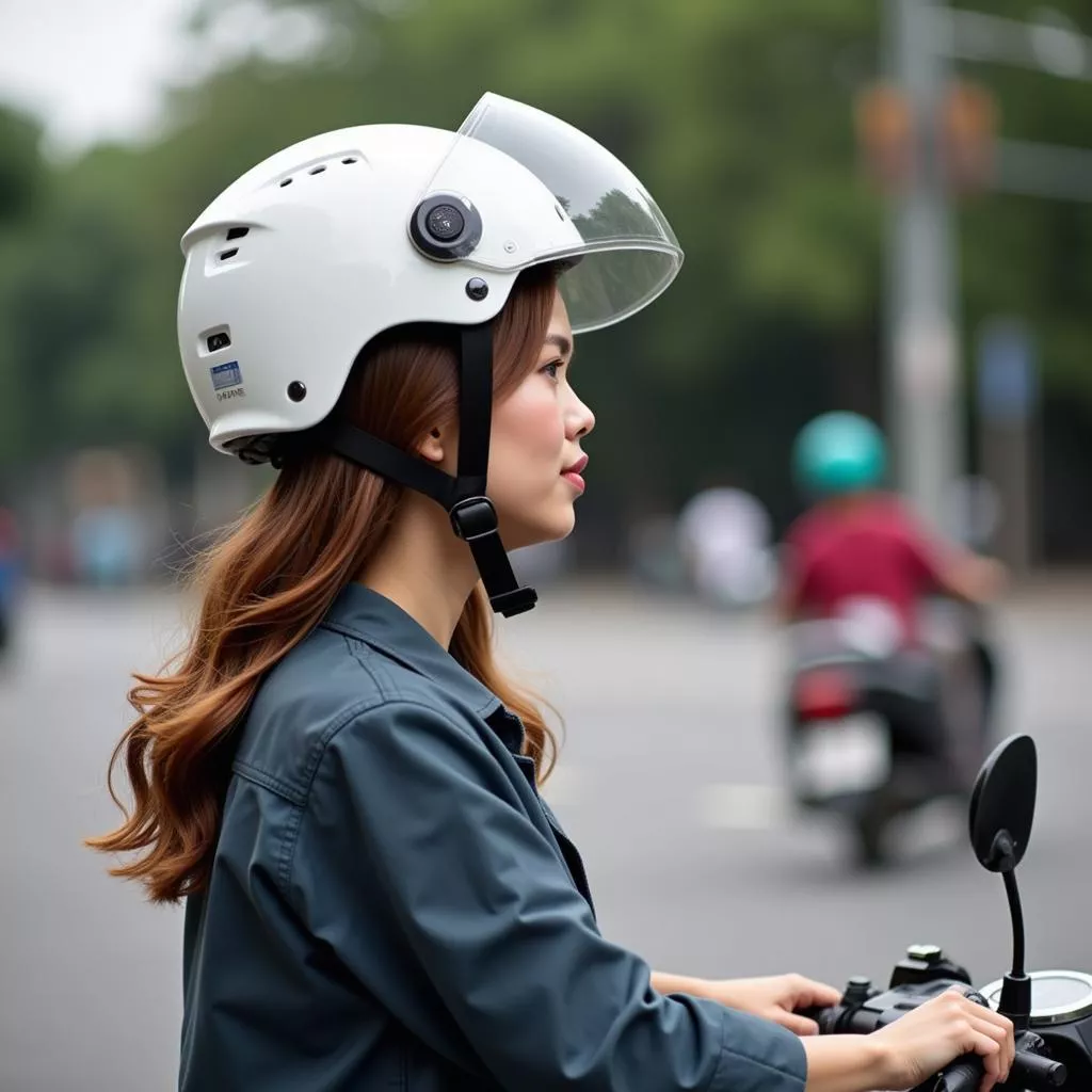 Đội mũ bảo hiểm khi đi xe máy