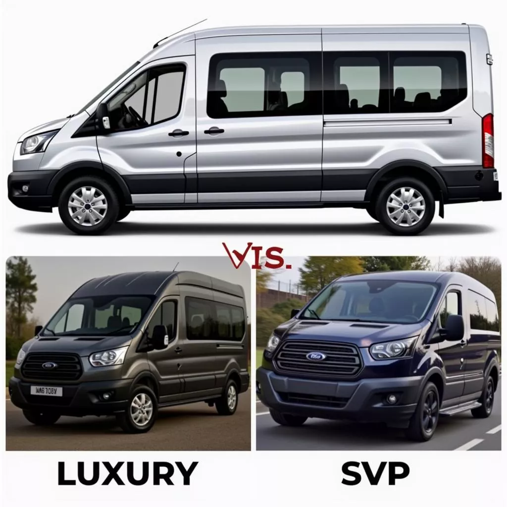 Hình ảnh so sánh Ford Transit 16 chỗ Luxury và SVP