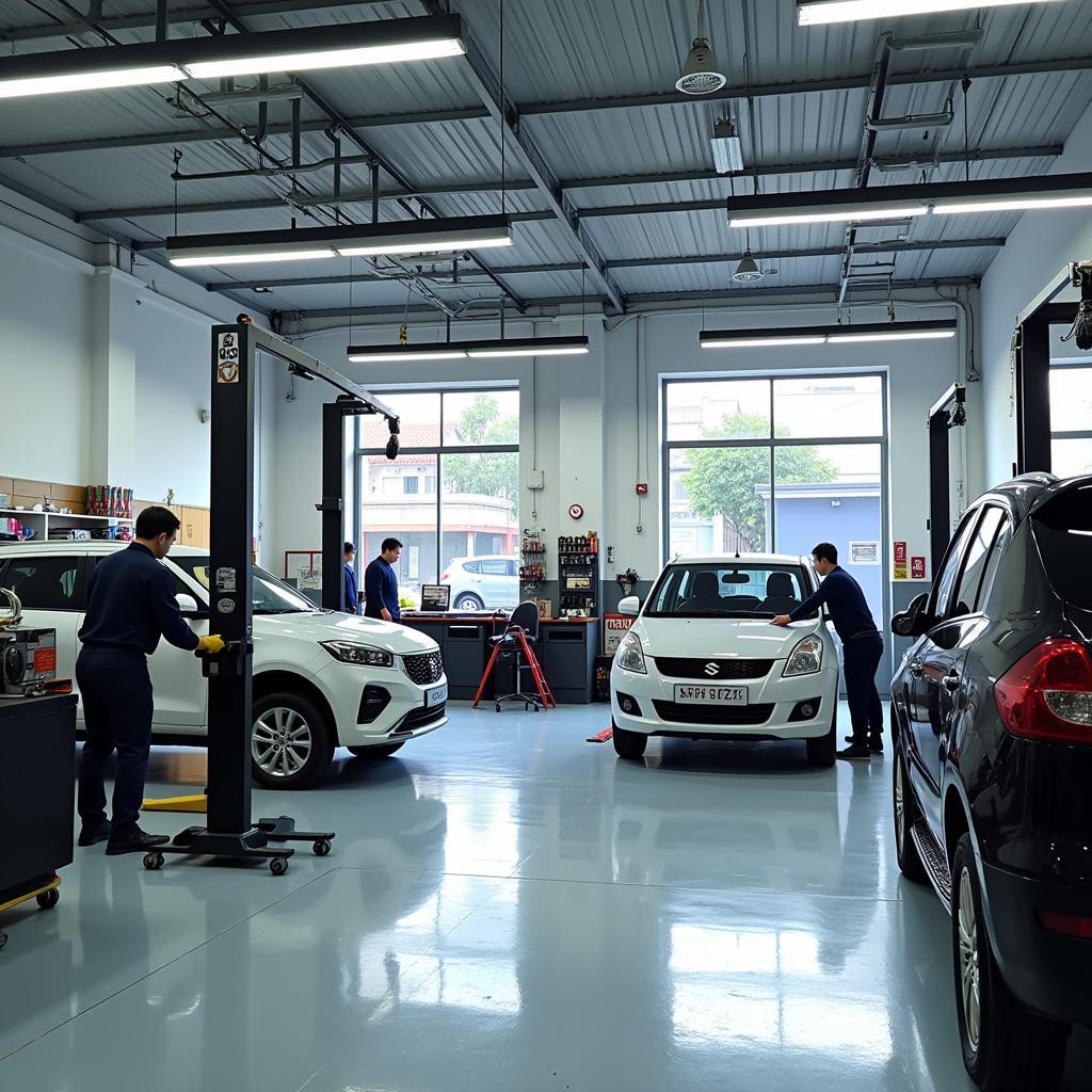 A reputable car repair shop in Hanoi with modern equipment