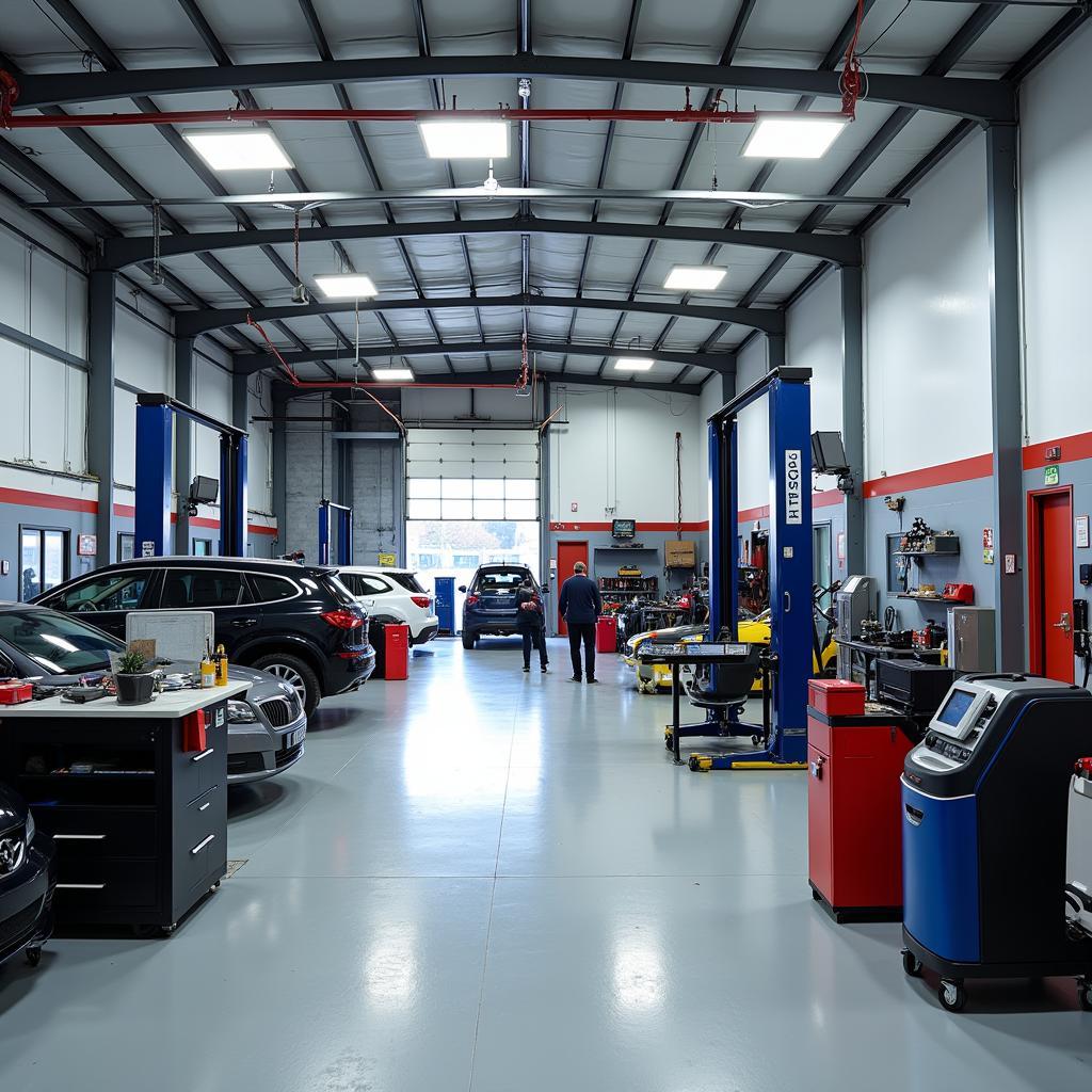 Trang thiết bị hiện đại tại garage ô tô Trung Kiên