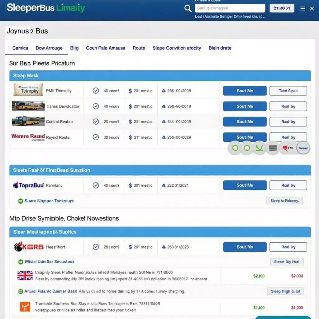 Preistabelle für Schlafbustickets