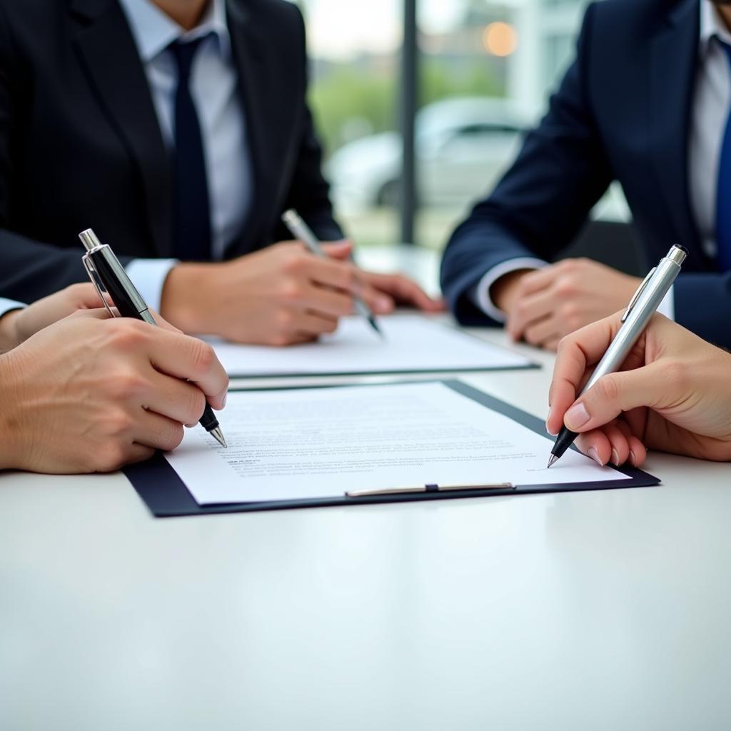 Signing a company car sales contract